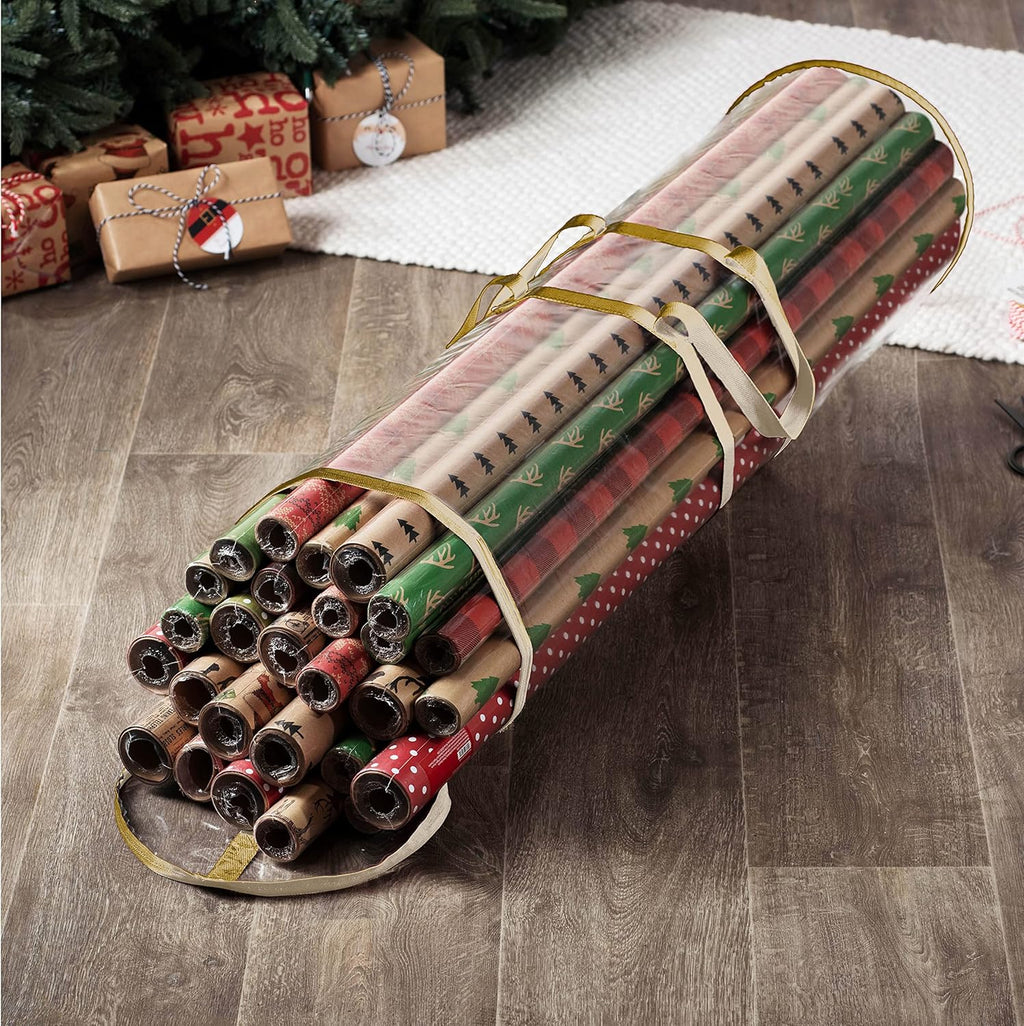 ZOBER Wrapping Paper Storage Container - 40-Inch Waterproof Organizer for 25 Rolls of Gift Wrap