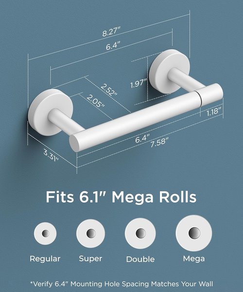 FORIOUS Toilet Paper Holder - Stainless Steel Rustproof Double Post Pivoting Design | White Finish