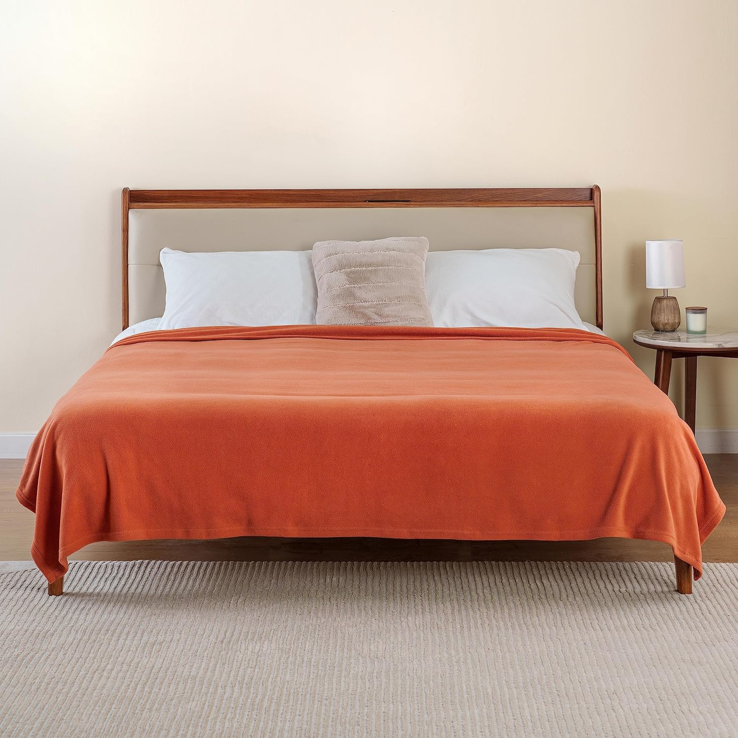 Berkshire Blanket Microfleece King Size Bed Blanket - Lightweight Plush Amberglow Orange, 90x108 Inches