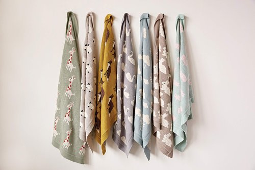 Creative Co-Op Grey Cotton Knit Sheep Blanket