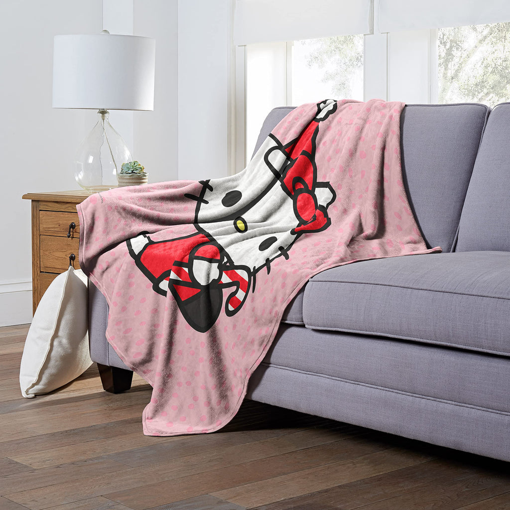 Northwest Hello Kitty Silk Touch Throw Blanket, 50" x 60", Candy Cane