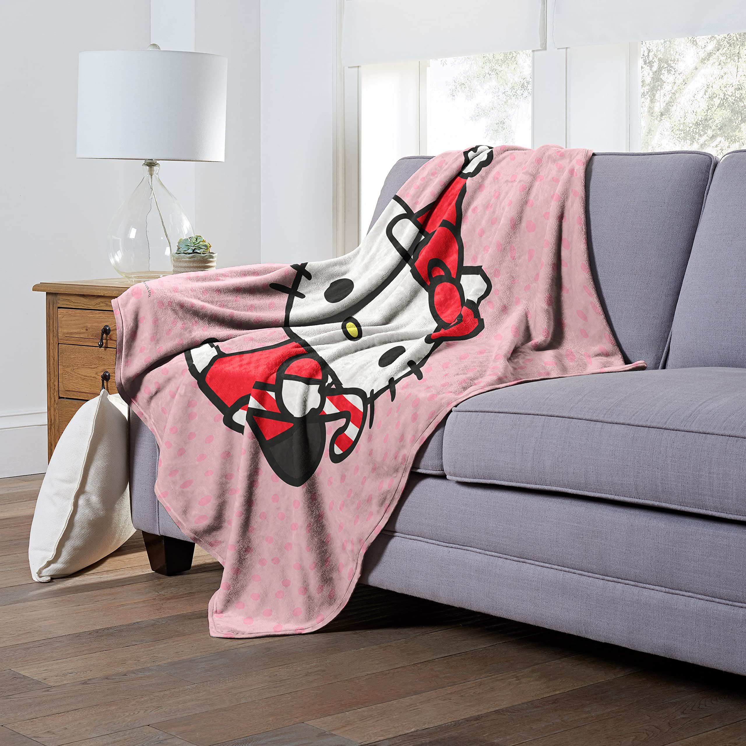 Northwest Hello Kitty Silk Touch Throw Blanket, 50" x 60", Candy Cane