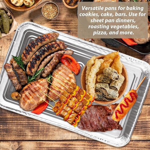 CYEAH Cookie Sheets for Baking - 50 Pcs Durable Nonstick Aluminum Foil Pans | 12.6 x 8 in, Perfect for BBQ & Camping