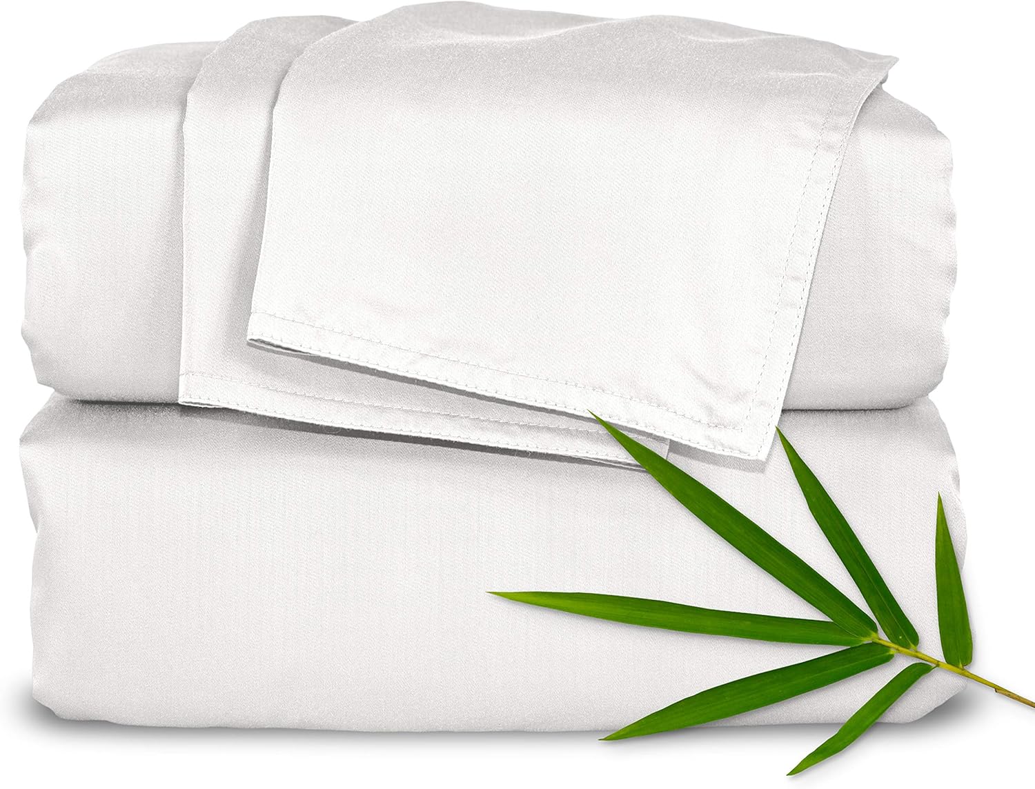 Pure Bamboo Full Bed Sheet Set - 100% Organic Viscose, Luxuriously Soft & Cooling | White, Double Stitching