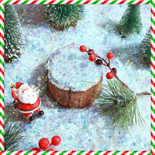 Aoriher Artificial Snow Glitter - Sparkling Blue Fake Snow for Crafts & Winter Decor | 0.55 Pound