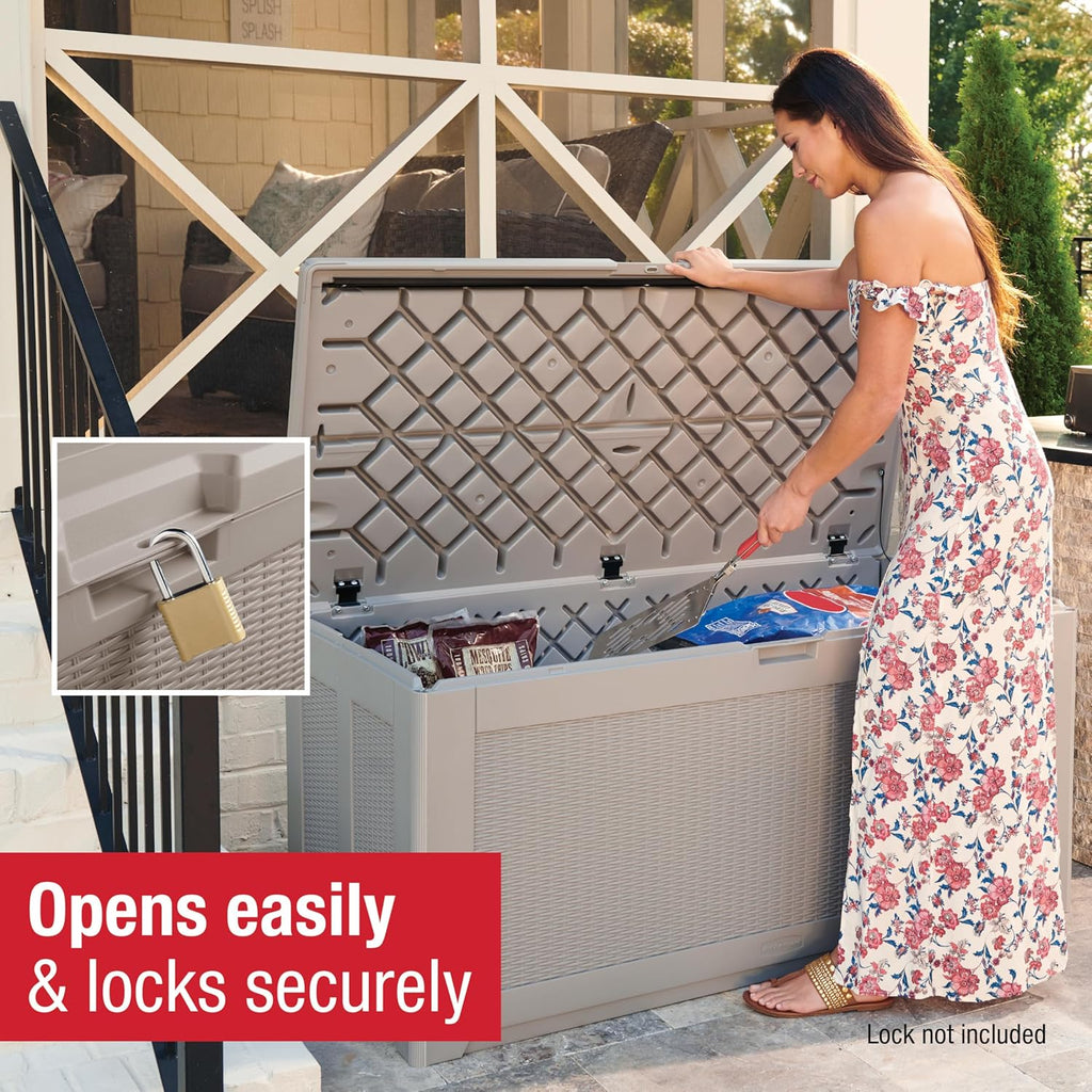 Rubbermaid Extra Large Resin Outdoor Storage Deck Box - 134 Gal, Weather Resistant, Gray | Ideal for Deck, Patio & Garden Organization