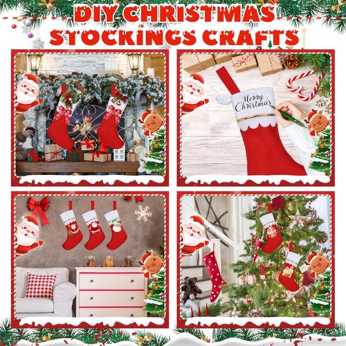 AMAZING TIME 36 Pcs 17" Felt Christmas Stocking Bulk, Red Christmas Socks Bulk with White Cuff Golden Trim, Christmas Hanging Ornaments Xmas Decoration for Mantel Door Window Holiday Home Décor