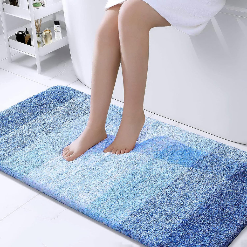 OLANLY Bathroom Runner Rug Mat - Extra Soft Microfiber, Quick Dry, 44x24, Light Royal Blue