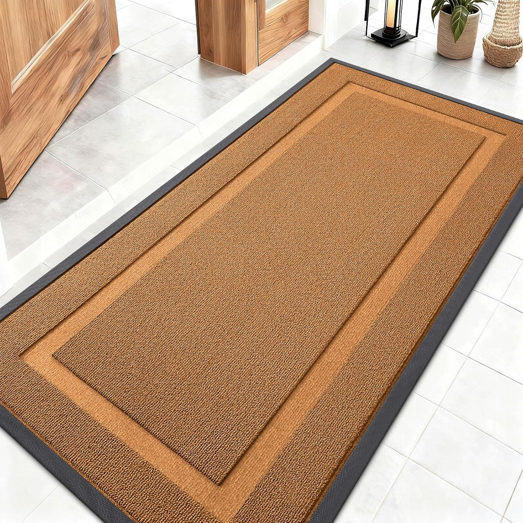 OLANLY Waterproof Front Door Mat - All-Season Indoor/Outdoor Doormat, Easy Clean, 47x23, Tangerine Orange