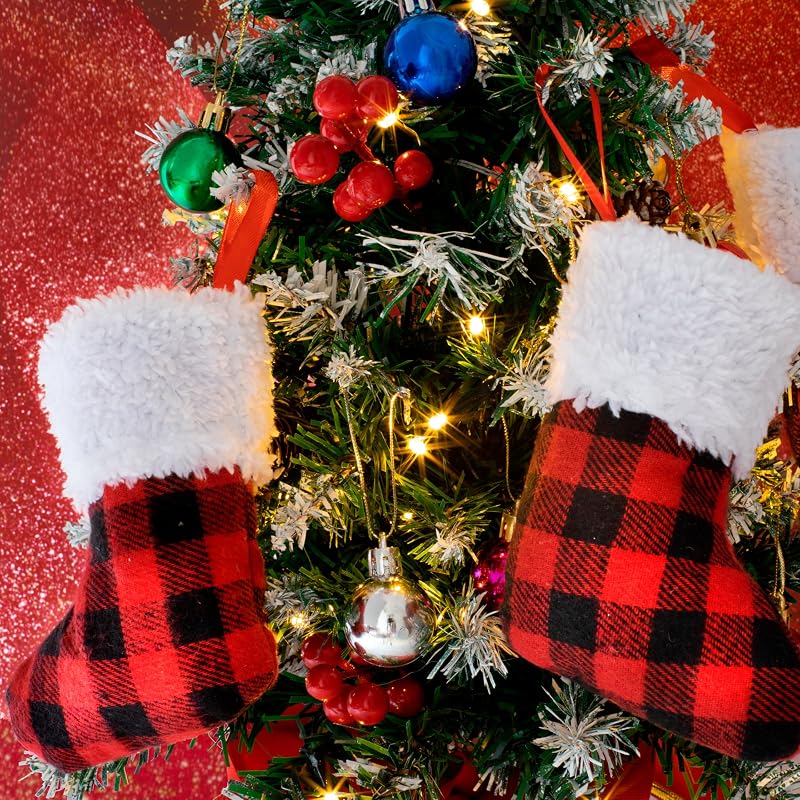 Variation of THIS listing: 24 5" Mini Christmas Stockings in Red Plaid – Set of 24