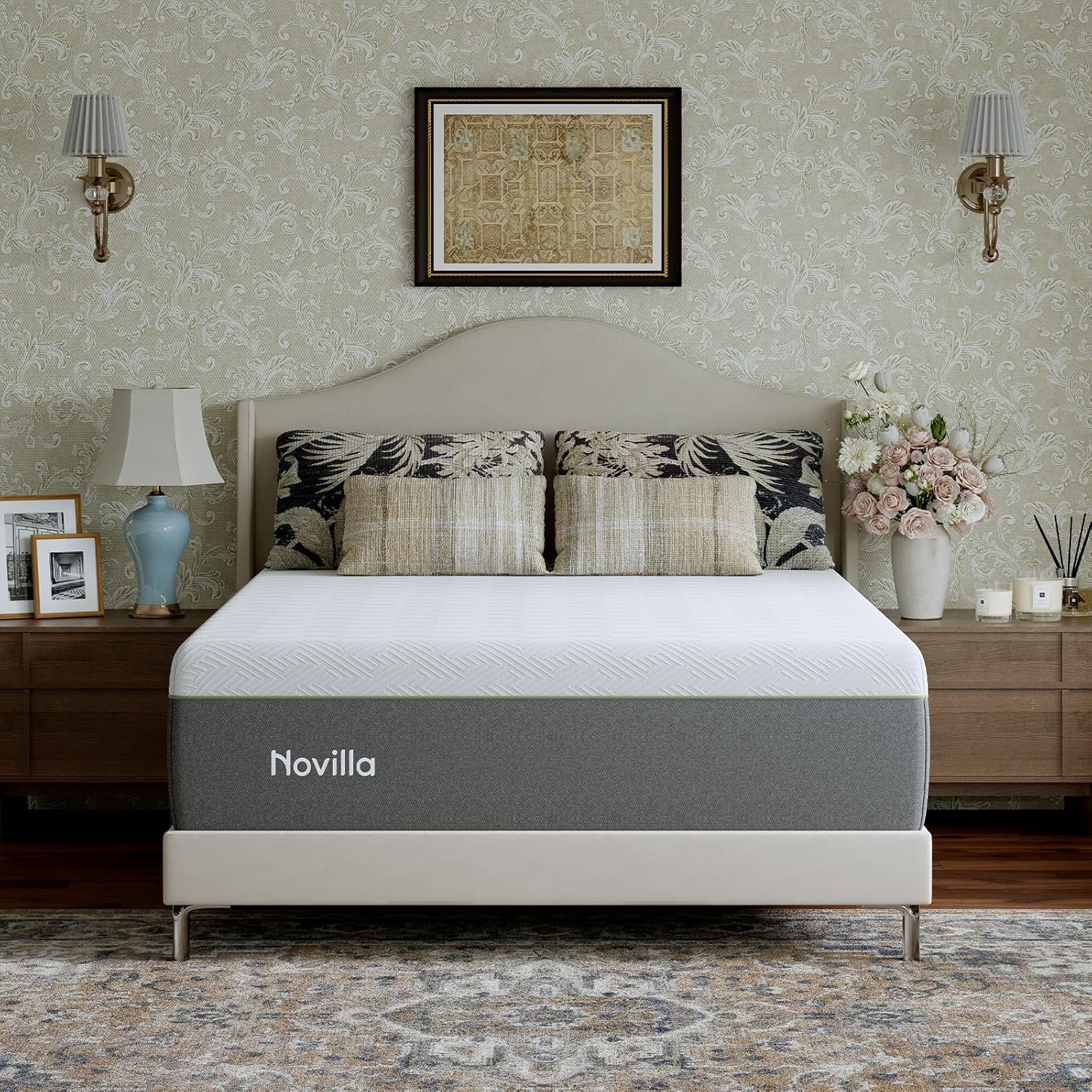 Novilla Bliss Memory Foam Mattress - 10 Inch Full Size with Green Tea Infusion & Cool-Touch Cover for Pain Relief
