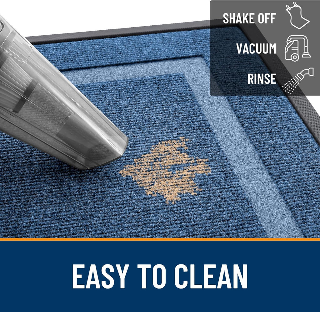 OLANLY Indoor Outdoor Front Door Mat - Waterproof, All-Weather, Easy Clean | 29.5x17, Light Blue