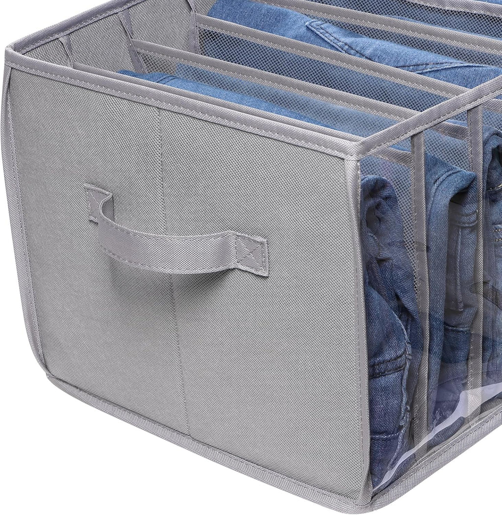 Zilink Upgraded Clothes Organizer - Clear Pants & Sweater Storage Bins with 7 Grids | 3 Pack