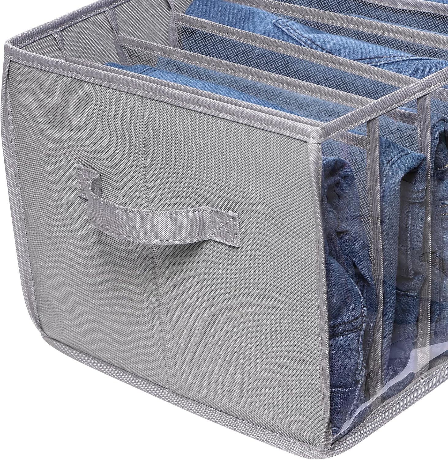 Zilink Upgraded Clothes Organizer - Clear Pants & Sweater Storage Bins with 7 Grids | 3 Pack