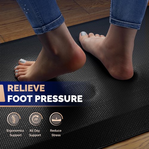 FEATOL Anti Fatigue Mat for Standing, 9/10 Extra Thick Ergonomic Standing Desk Mat, Comfort & Durable Memory Foam Standing Mat at Home,Office All Day (24" x 70", Black, 1PC)
