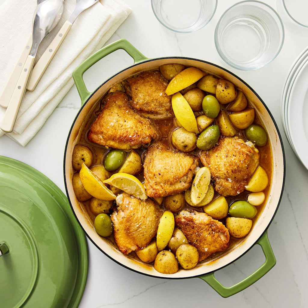 Martha by Martha Stewart 7 QT Enameled Cast Iron Dutch Oven with Lid - Bay Leaf Color