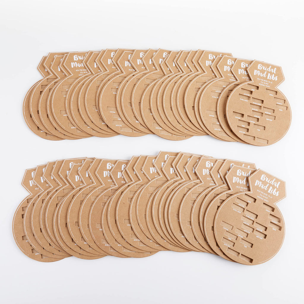 Kate Aspen 28441NA Bridal Shower Games, Ring Shaped Mad Libs Cards (Set of 50) Wedding Shower Game, Engagement Party, Bachelorette Party Game, Kraft, White
