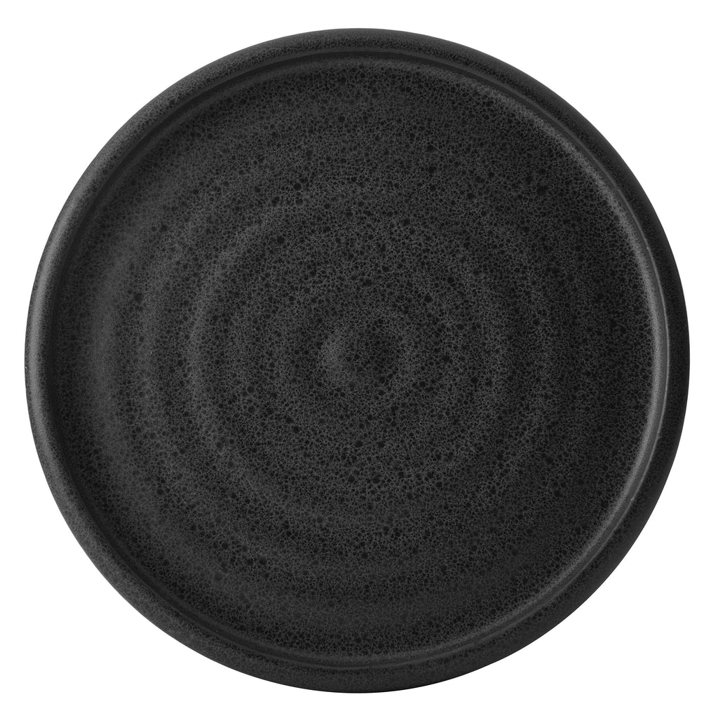 Mikasa Declan 12 Piece Stoneware Dinnerware Set, Service for 4, Modern Black Plate and Bowl Dishes with High Rims, Black