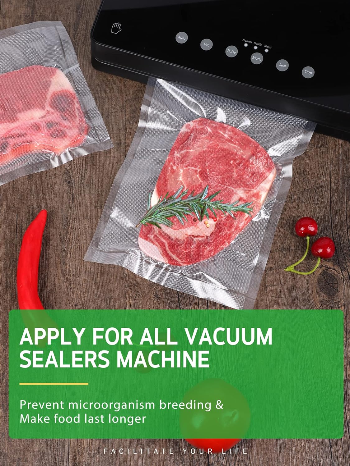 Syntus Vacuum Sealer Bags - Commercial Grade Food Storage | 2 Pack: 11" x 20' & 8" x 20' Rolls