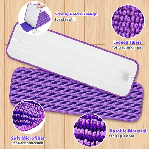 Reusable Mop Pads Compatible with Swiffer PowerMop, Microfiber Mop Pads Refills Mop Heads Replacement for Swiffer Mop Spray Mop Floor Mop, Washable Reusable Floor Mopping Refills, 6 Pack