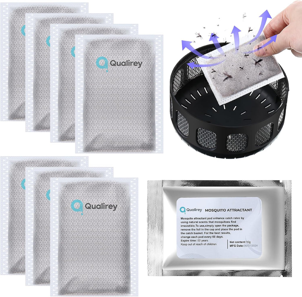 Qualirey Mosquito Attractant - 8 Pack Bug Zapper Bait Refill for Indoor & Outdoor Traps | Safe & Long Lasting