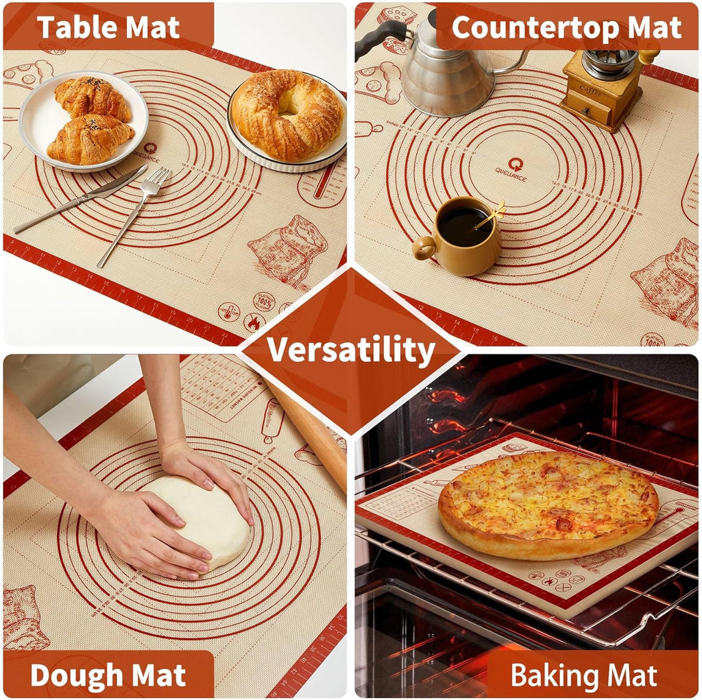 Skiennix Silicone Baking Pastry Dough Mat - 32x24 Inch Nonstick Rolling Sheet for Cookies & Bread