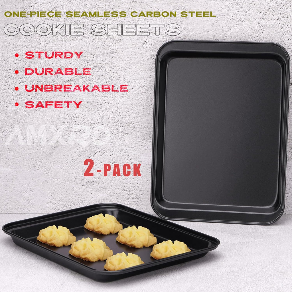 Nonstick Baking Sheets Set by [Brand Name] - Perfect for Toaster Ovens | Ideal for 1-2 Person Households, 9.5” x 7.1”