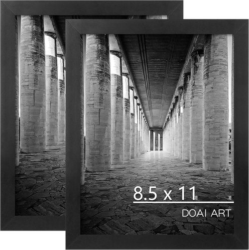 DOAI ART Certificate Frame 2-Pack - 8.5x11 Picture & Diploma Frames for Wall/Tabletop, Black