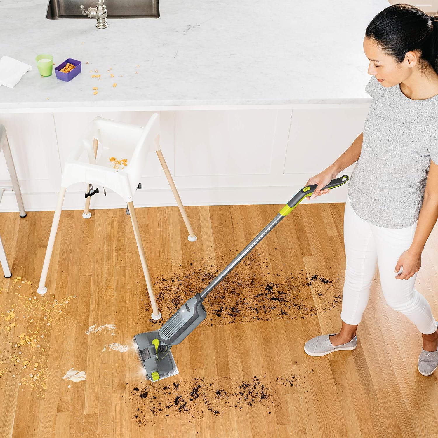 Shark VM252P10 VACMOP Pro Cordless Hard Floor Vacuum Mop - LED Headlights, 12 Pads & Cleaning Solution - Charcoal Gray