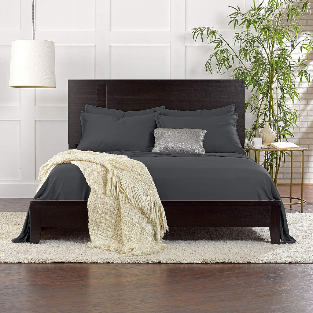 Pure Bamboo King Sheets - Luxuriously Soft & Cooling 100% Organic Viscose Bed Sheet Set | Charcoal, 2-Year Quality Promise