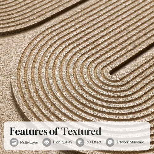 Boho Wall Art Set of 3 - Large 3D Textured Abstract Paintings for Modern Living Room Decor