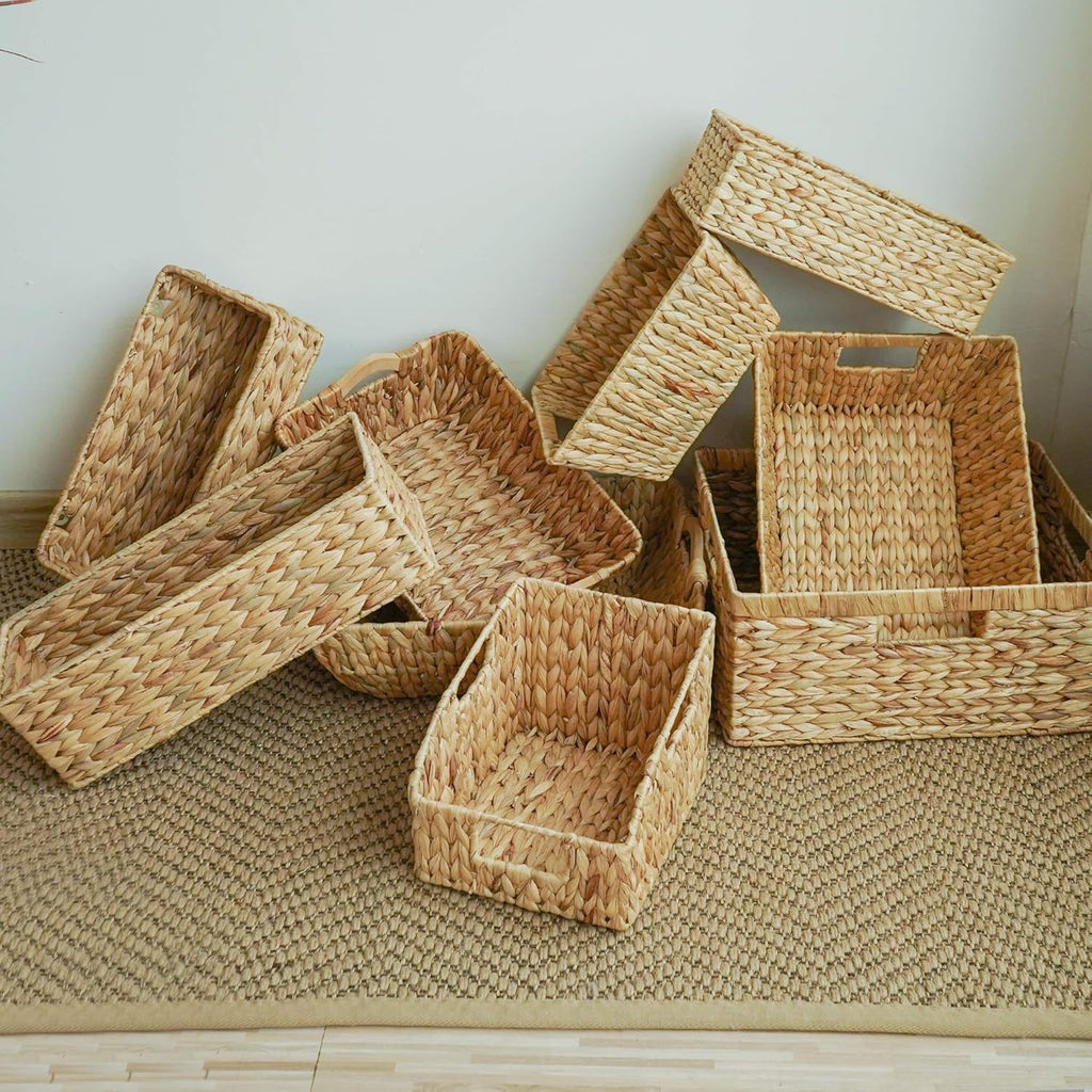 StorageWorks Toilet Tank Basket - Stylish Water Hyacinth Storage Baskets for Bathroom | 2-Pack