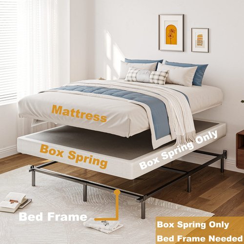 Aardhen 9 Inch High Profile Queen Box Spring Strong Metal Frame Mattress Foundation, Quiet Noise-Free,Easy Assembly, 3000lbs Max Weight Capacity
