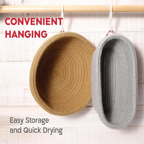 KneadAce Bread Proofing Basket Set - Oval & Round Cotton Rope Baskets with Liners for Artisan Baking