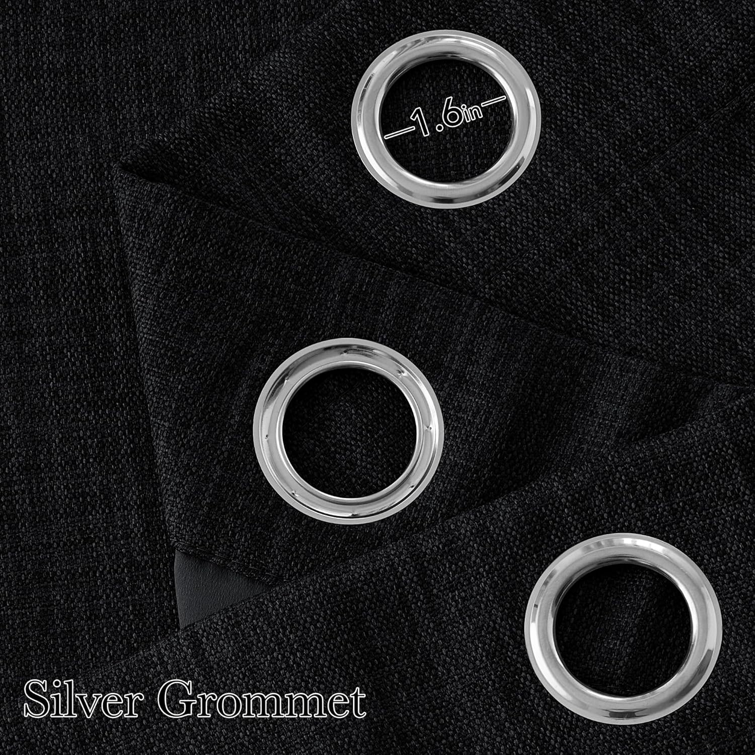 NICETOWN Black Faux Linen Blackout Curtains - 63 Inch Privacy Panels for Living Room & Kitchen, 2 Panels