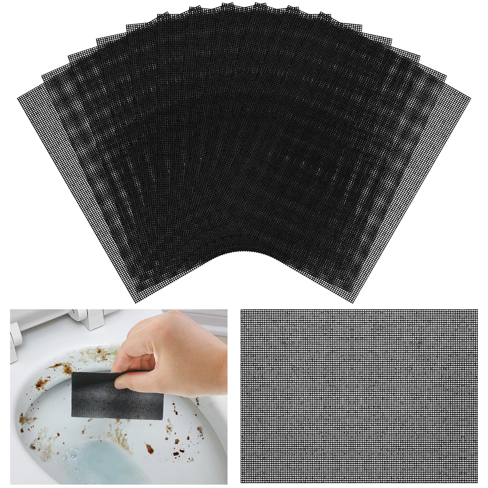 Skyley 12 Pack Flexible Scrubbing Screen Cleaning Mesh for Household 5.5 x 4 Inch Cleaner Toilet Hard Water Ring Remover Scouring Pad Abrasive Grit Cleaning Screen for Remove Carbon, Rust and Scale