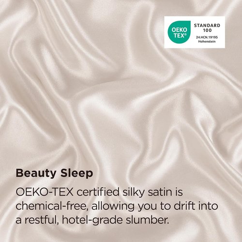 Bedsure Satin Pillowcase - Silky Soft Zippered Pillow Covers | 2-Pack Standard Size, Beige 20x26 Inches