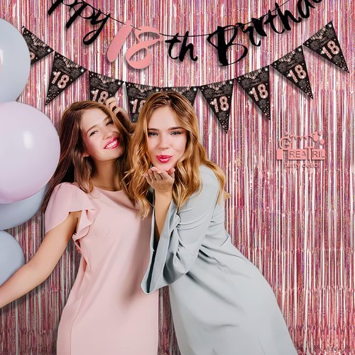GREATRIL Rose Gold Tinsel Party Backdrop | Foil Fringe Curtain for Birthday Photo Booth - 1m x 2.5m (Pack of 2)