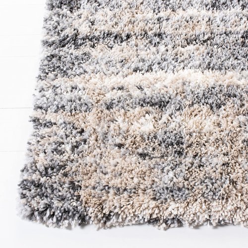SAFAVIEH Fontana Shag Collection Accent Rug - 3' x 5', Grey & Ivory, Modern Design, Non-Shedding & Easy Care, 2-inch Thick Ideal for High Traffic Areas in Entryway, Living Room, Bedroom (FNT856G)