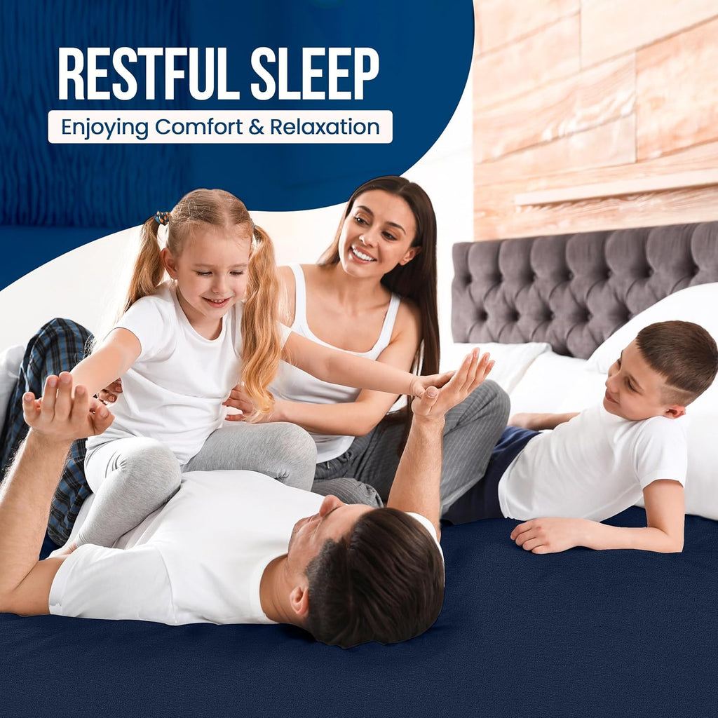 Utopia Bedding Twin Size Mattress Protector - Waterproof Terry Cover with Deep Pockets | Soft & Breathable Navy Blue