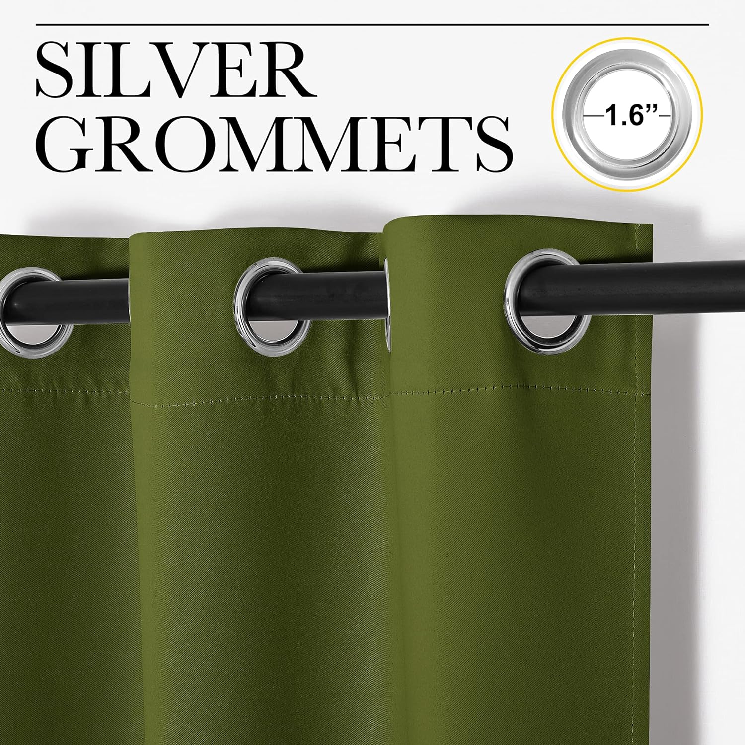 NICETOWN Olive Green Blackout Curtains - Thermal Insulated 120-Inch Long Drapes | 2 Panels, 55" Wide for Living Room