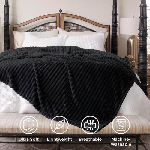 Bedsure GentleSoft Black California King Blanket - Cozy, Soft Throw for Bed, 102x96 Inches