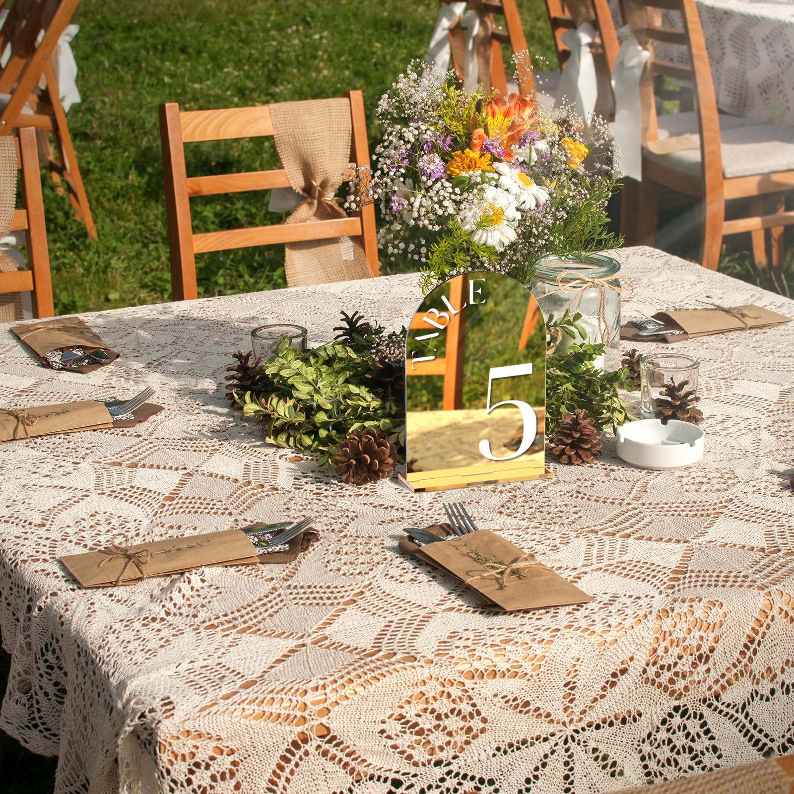 Framokoko Mirror Arched Wedding Table Numbers 1-30 with Stands, 5"x7" Double-sided Letter, Acrylic Wedding Signs Centerpiece Decoration for Wedding Reception Party (Gold, Table Numbers 1-30)