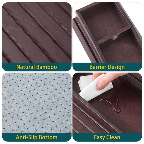 HNLISA Bamboo Couch Cup Holder Arm Tray Table，Couch Drink Holder，Sofa Cup Holder Armrest Tray，Anti-Slip Foldable Arm Chair Table Tray Recliners for Drink,Cups, Snacks, Phone, Remote