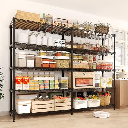 5-Tier Metal Shelving Unit by [Brand Name] - Heavy-Duty Wire Storage Shelves for Kitchen & Garage | 70.5" H x 59" W