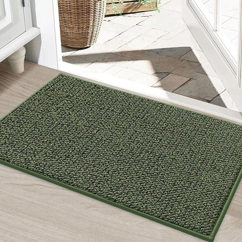 BEQHAUSE Dirt Trapper Door Mat - Non-Slip, Washable, Absorbent Welcome Mat | 24" x 36", Green