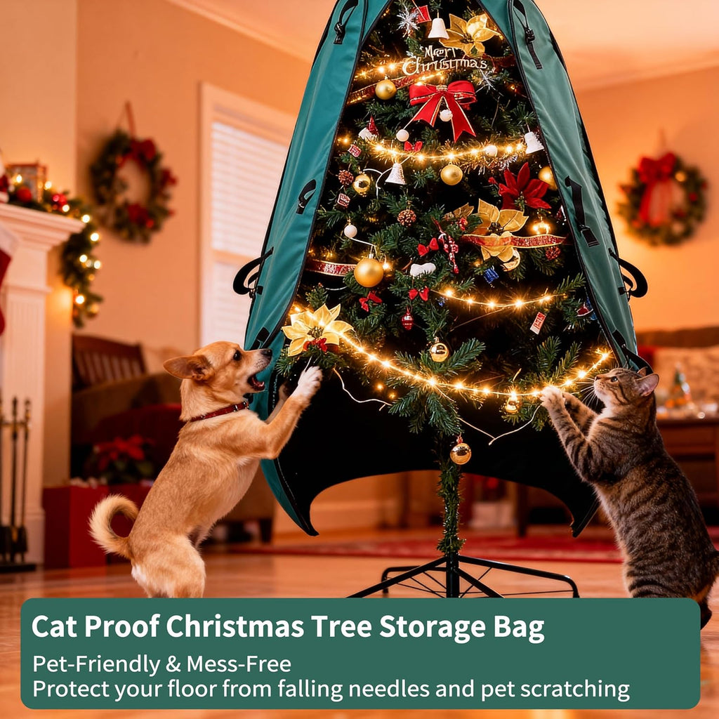 Upright Christmas Tree Bag - 9 Ft Storage Cover for 8-10 Ft Artificial Trees | Durable Protection