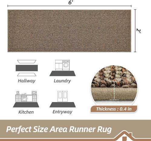 BEQHAUSE Indoor Door Mat - Non-Slip Washable Entryway Rug | 20"x32" & Hallway Runner 2'x6" - Taupe