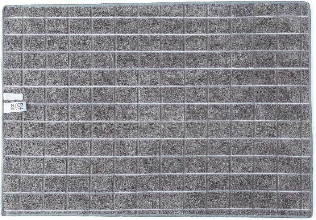 Microfiber Dish Towels - Super Absorbent & Lint-Free Kitchen Towels - 8 Pack, Gray Lattice Design, 26 x 18 Inch