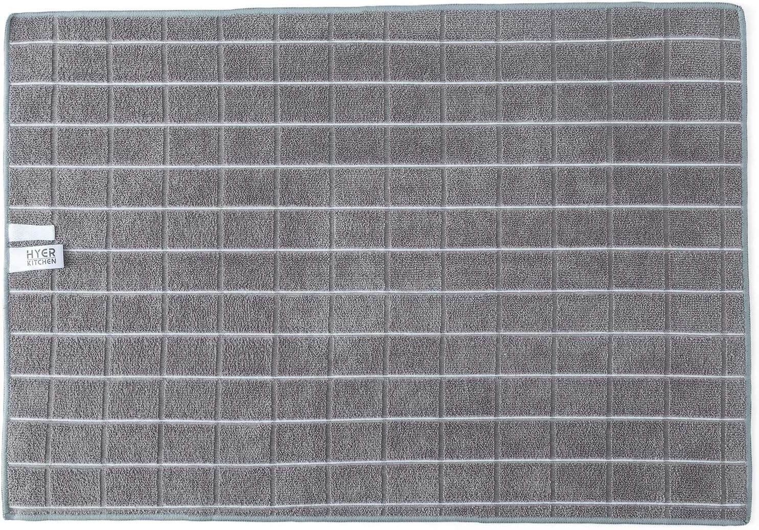 Microfiber Dish Towels - Super Absorbent & Lint-Free Kitchen Towels - 8 Pack, Gray Lattice Design, 26 x 18 Inch